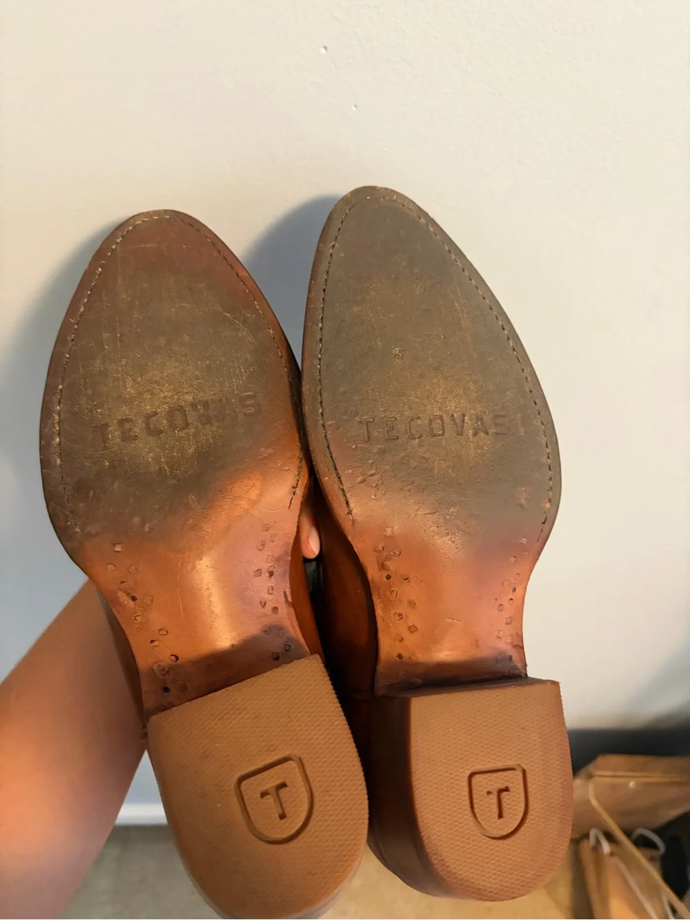 Tecovas Brown Leather Cowboy Ankle Boots
